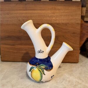 Ceramic oil and vinegar decanter  Lemon  - Blue and White